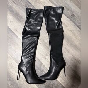Black Over-the-Knee Stiletto Boots